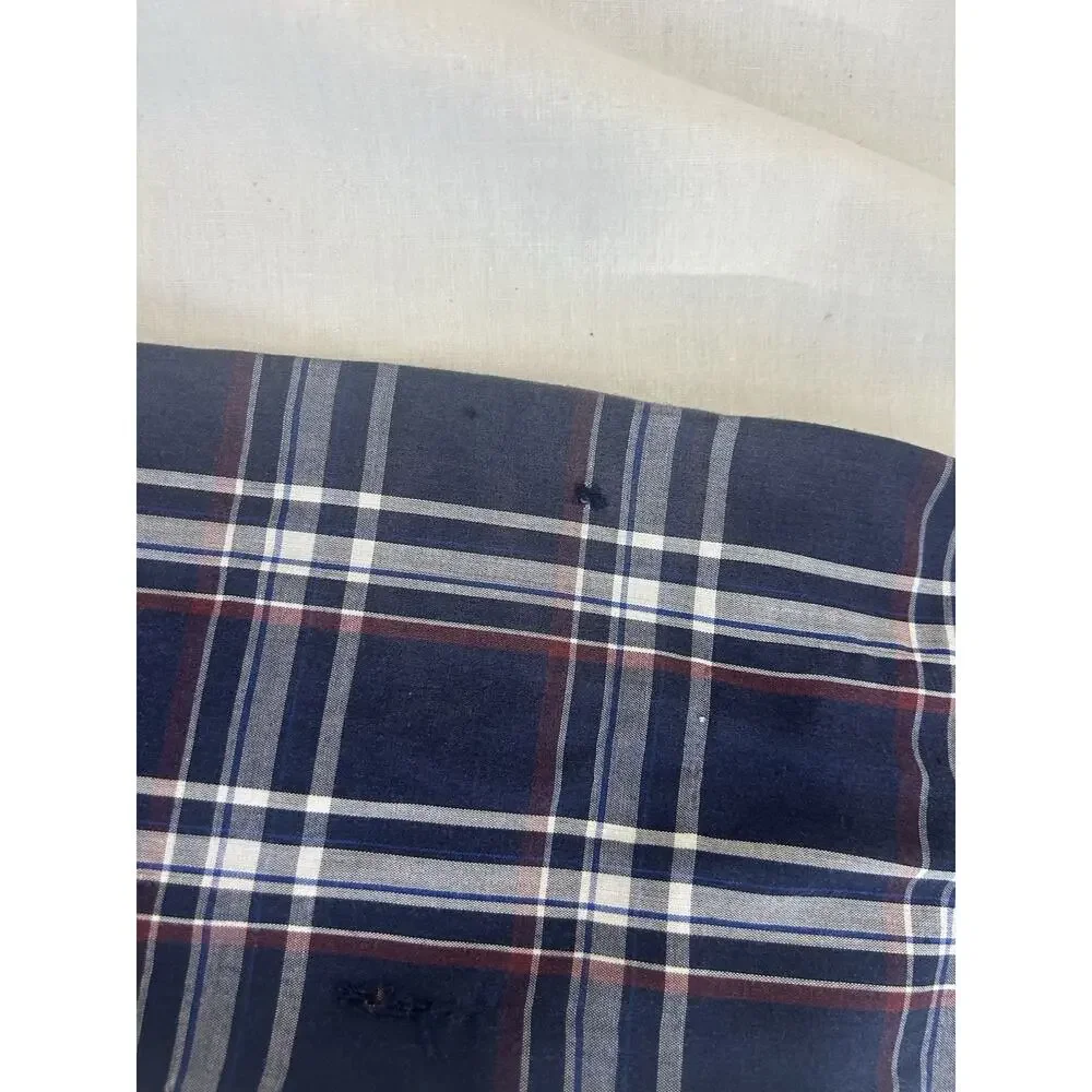 Thrashed Ely Cattleman western Pearl snap long sl blue/white/red shirt Sz L Tall